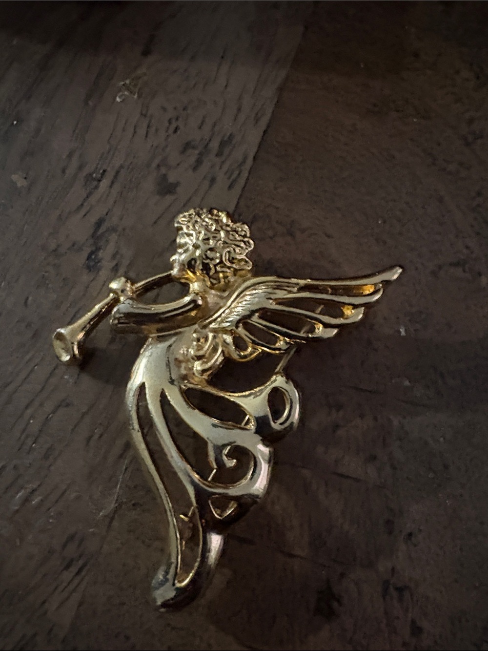 Gold Angel Brooch Pin - Elegant Women's Jewelry